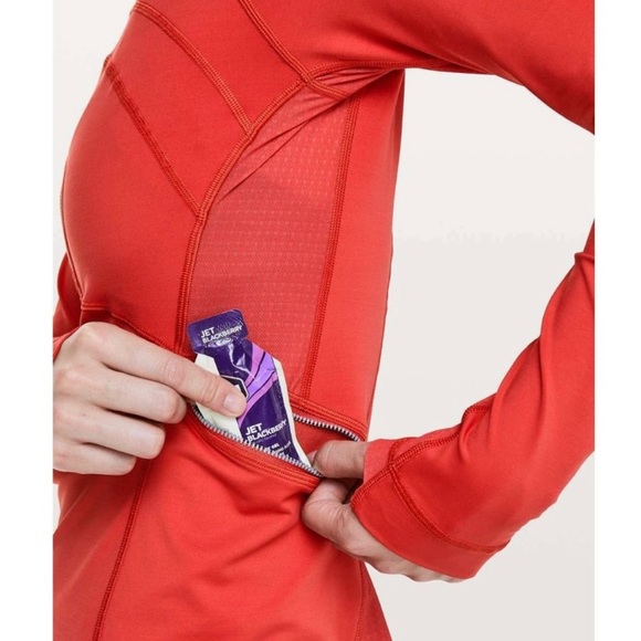 Lululemon Front Of The Pack 1/2 Zip Aries Red Luxtreme Run Long Sleeve Sz 10 - Picture 3 of 13